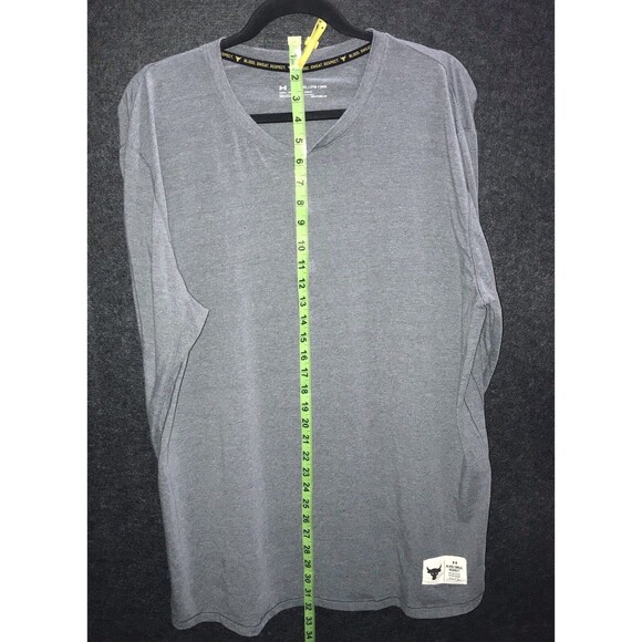 Under Armour Shirt Mens 2XL Gray Project Rock Loose Henley 3/4 Sleeve Heatgear - Picture 5 of 7